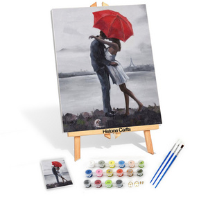 Romantic Lover DIY Oil Painting By Numbers Home Art Wall Figure Pictures For Living Room Modern Decoration Couple Under Umbrella