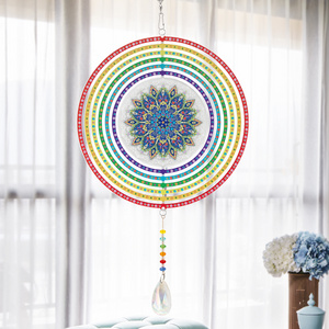 Hot Sale DIY Diamond Painting 5D Rotating Wind Chimes Ornaments Special Shaped Crystal Pendant Chimes Craft Home Decor