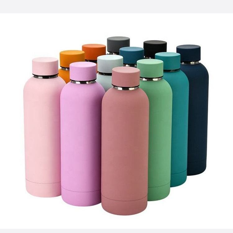 Matte Rainbow Color Painted 500ml Insulated Vacuum Tumbler Insulated Stainless Steel Water Bottle Logo Souvenir Gifts