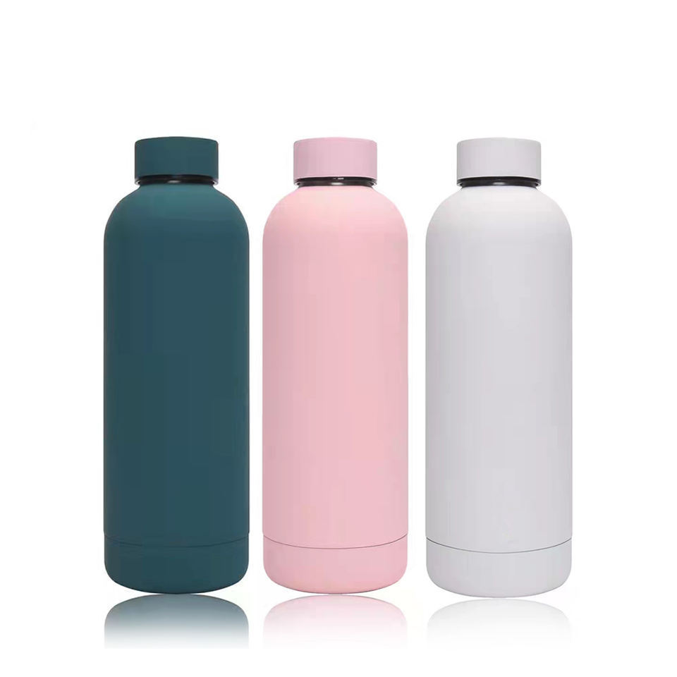 Matte Rainbow Color Painted 500ml Insulated Vacuum Tumbler Insulated Stainless Steel Water Bottle Logo Souvenir Gifts