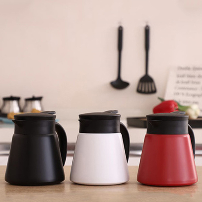 Stainless Steel Handle Thermal Carafe Double Walled Mental Vacuum Flask Insulated Coffee Pot with Press Button Top