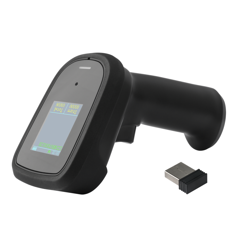 2D CMOS QR Code Reader for Warehouse with Screen Handheld Bluetooth 2D Barcode Scanner Wireless