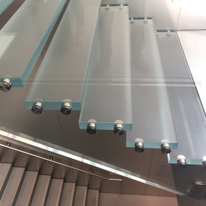 High quality anti slip low iron toughened laminated glass customized size non-slip multi layer tempered stairs glass