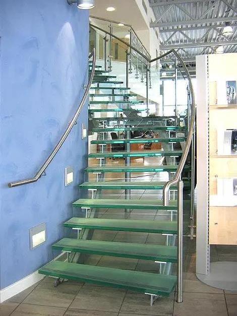 shenzhen supply interior customized laminated tempered glass steps floating stairs design for indoor house use