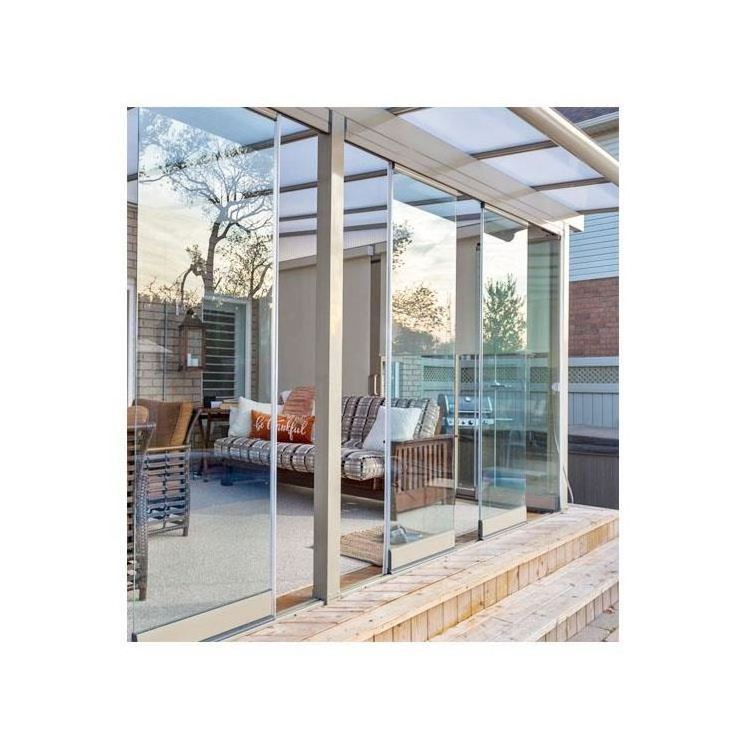 Size customized triangle roof design tempered glass free standing cheap aluminum sunroom kits