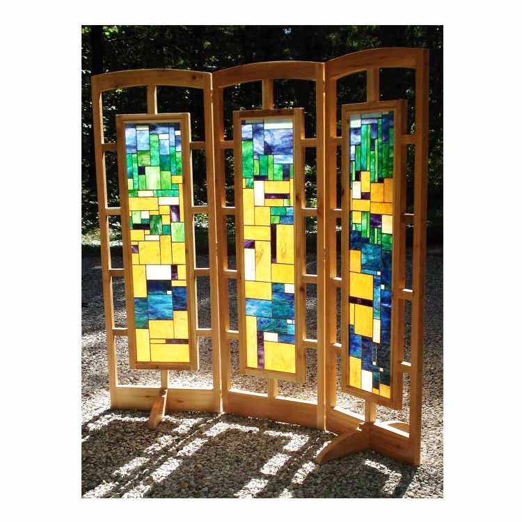 2018 new design clear stained glass room divider