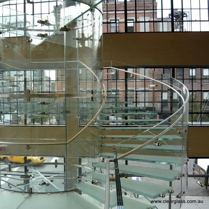 High quality anti slip low iron toughened laminated glass customized size non-slip multi layer tempered stairs glass