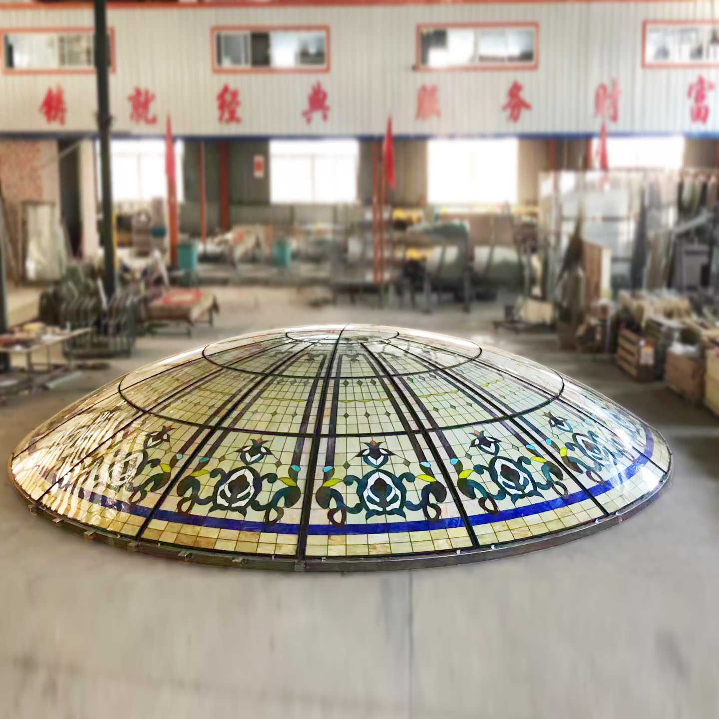 Hot sale Skylight Bent Decorative handmade Soldered Art colour Stained Church Ceramic Fritted Curved Tempered  Glass