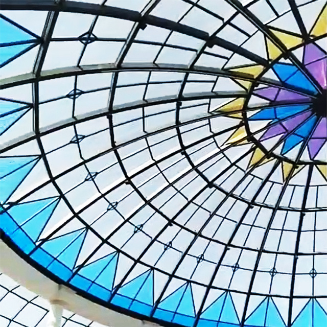 Hot sale Skylight Bent Decorative handmade Soldered Art colour Stained Church Ceramic Fritted Curved Tempered  Glass