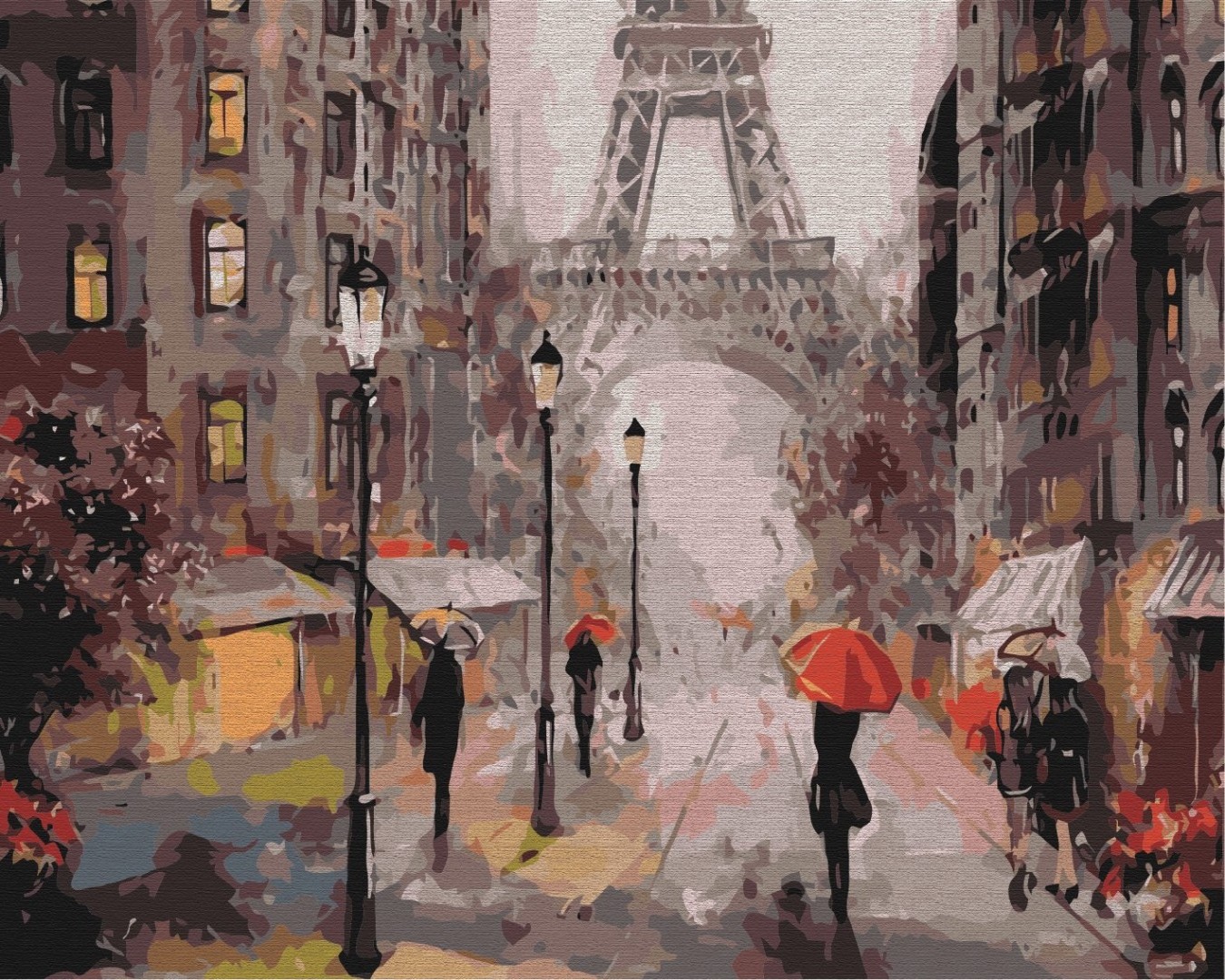 Paris Street Oil Painting By Number Kits On Canvas Rainy Scenery Acrylic Paint DIY Frame Custom Paint By Number For Adults Gifts