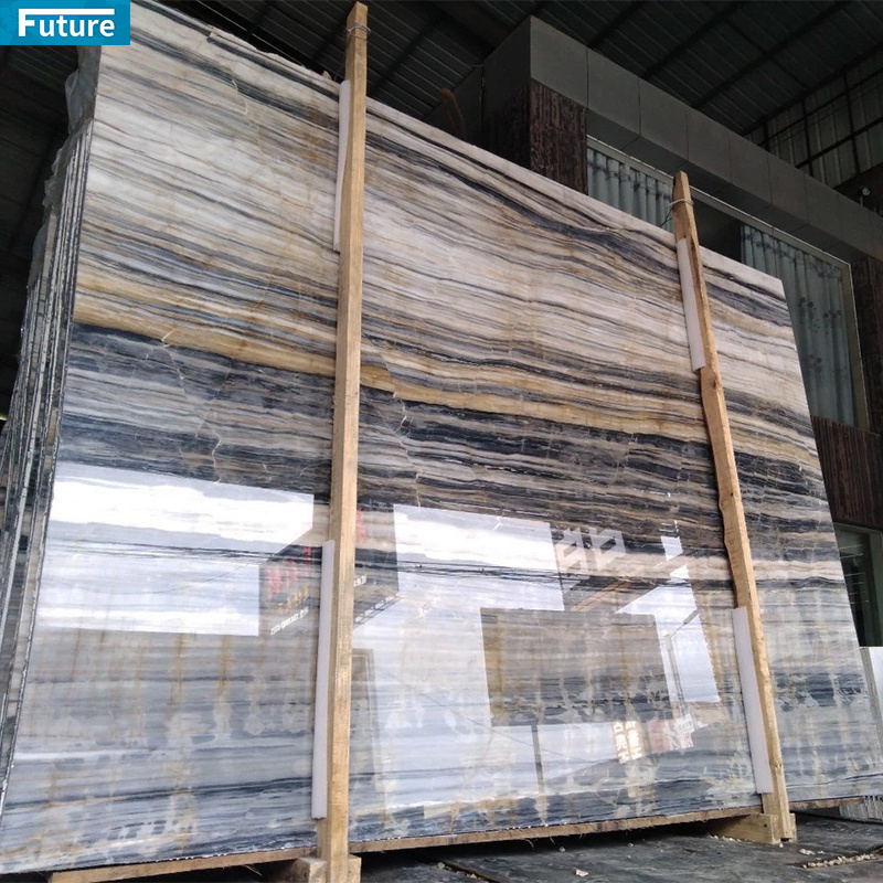 Luxury Porcelain Marble Glossy Slab Sintered  Blue Marble Slab Tiles Marble Wall Slab