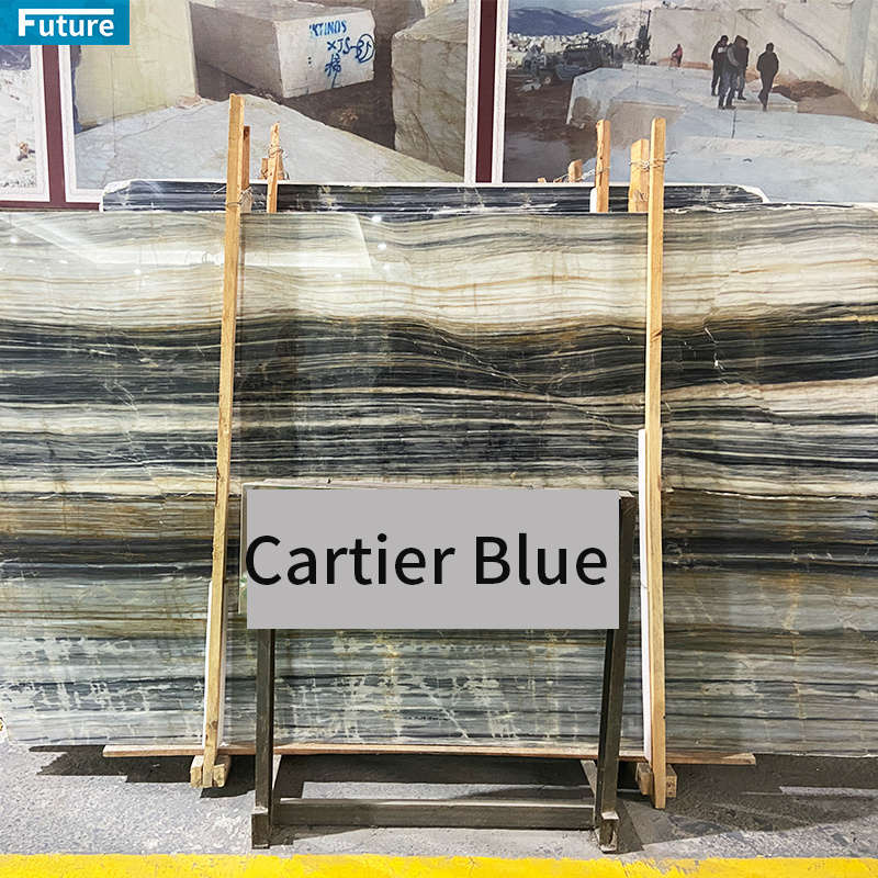 Luxury Porcelain Marble Glossy Slab Sintered  Blue Marble Slab Tiles Marble Wall Slab