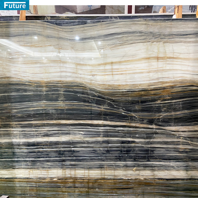 Luxury Porcelain Marble Glossy Slab Sintered  Blue Marble Slab Tiles Marble Wall Slab