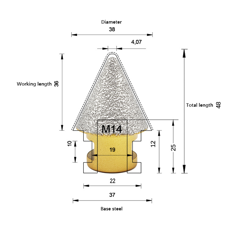 M14 Thread Vacuum Brazed Diamond Milling Tool Chamfer Bit Finger Bit For Marble Granite Ceramic Tile Angle Grinder Milling Tools