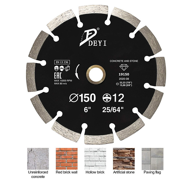 DEYI Universal Segmented Dry 6inch diamond saw blade for Cutting Granite Stone Brick Concrete