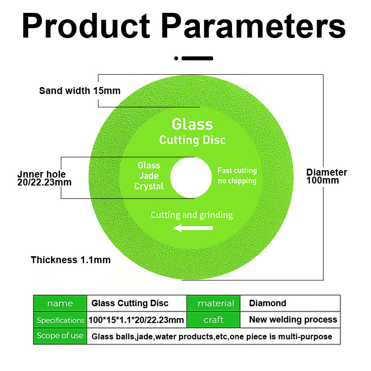 New Green Thin Saw Blade Wheel Glass Ceramic Cutting Tool 4 Inch Ultra-thin Diamond Saw Blade Wheel Glass Cutting Disc