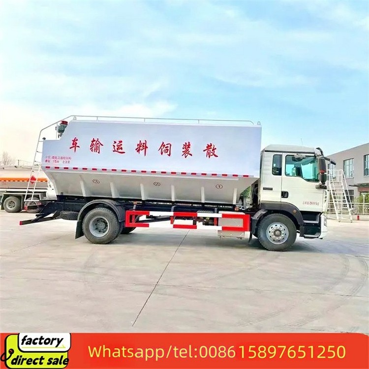 Howo feed bulk truck 25cbm tank capacity 3 warehouses for delivery bulk feed truck animal feed wood pellets