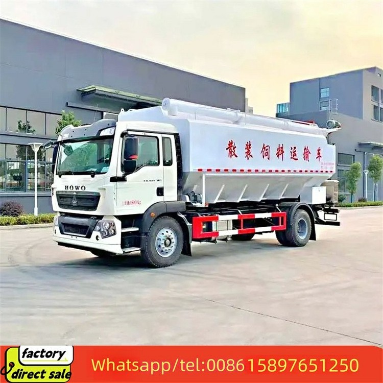 Howo feed bulk truck 25cbm tank capacity 3 warehouses for delivery bulk feed truck animal feed wood pellets