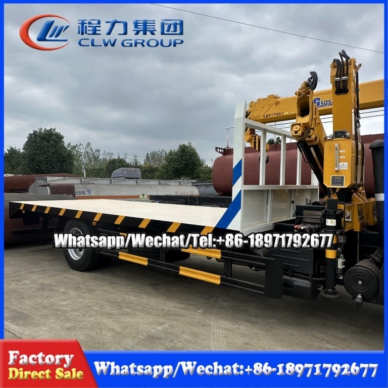 Dongfeng Self Loader Telescopic Boom Truck Crane 4x2 Flatbed Truck Mounted 8-10ton Crane