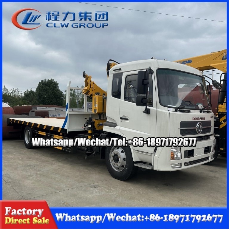 Dongfeng Self Loader Telescopic Boom Truck Crane 4x2 Flatbed Truck Mounted 8-10ton Crane