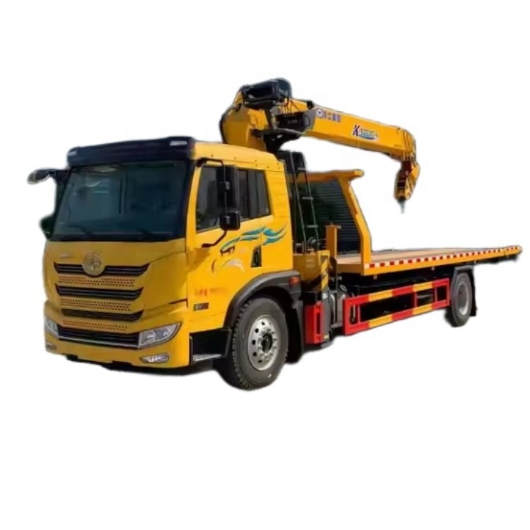 FAW 4X2 Telescopic Boom Hydraulic Lifting Straight Arm Cranes Mounted Wrecker Truck For Sale