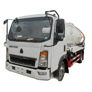 cheap price Sinotruk HOWO mini 3 cubic meter 3000l 4*2 vacuum pump small sewage suction truck for sale