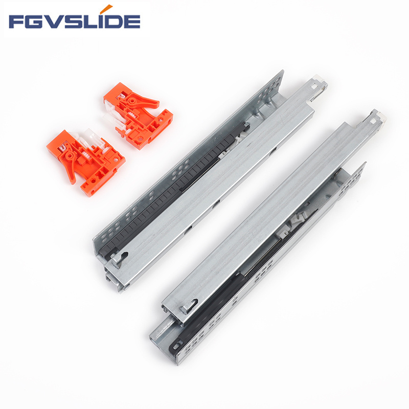 FGVSLIDE 3-Fold Full Extension Concealed slides with lock Drawer Rail soft close Undermount Slide For Cabinet