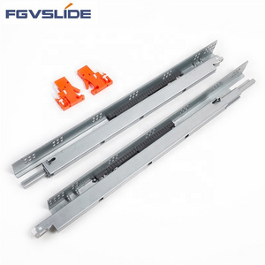 Furniture hardware 3 fold full extension metal push to open under mount slide soft close Bottom mounted concealed drawer slides