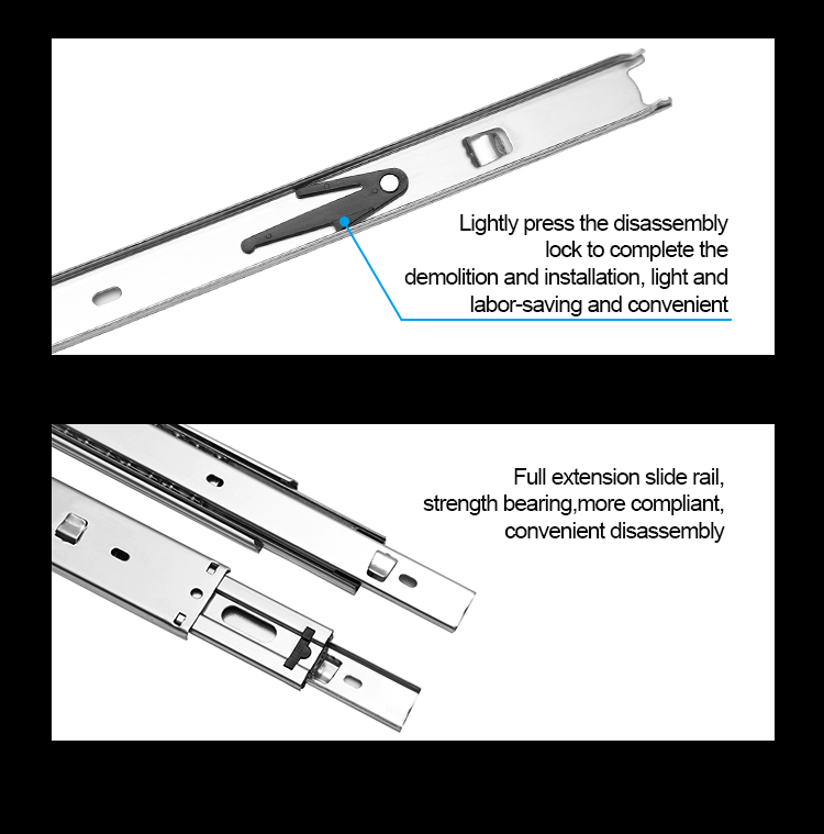 FGVSLIDE Full Extension drawer guides Bottom Mount ball bearing Drawer Slide With Rear Bracket for Furniture