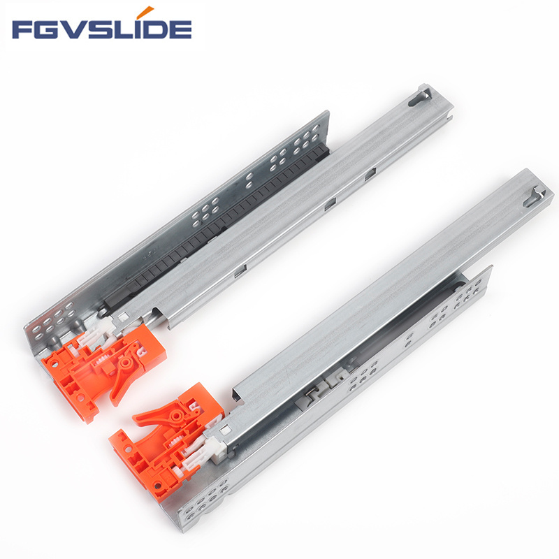 Telescopic drawer slide Zinc-plated bottom mount soft close Concealed slide undermount slides