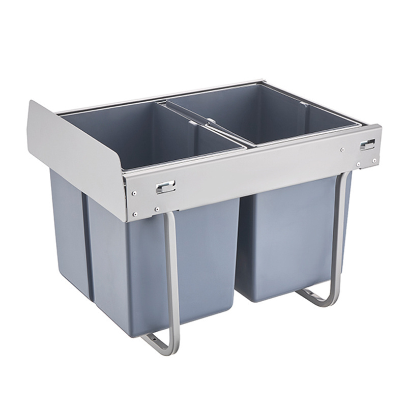 FGVSLIDE Kitchen double waste basket double pull out under mount trash bin with ball bearing slide