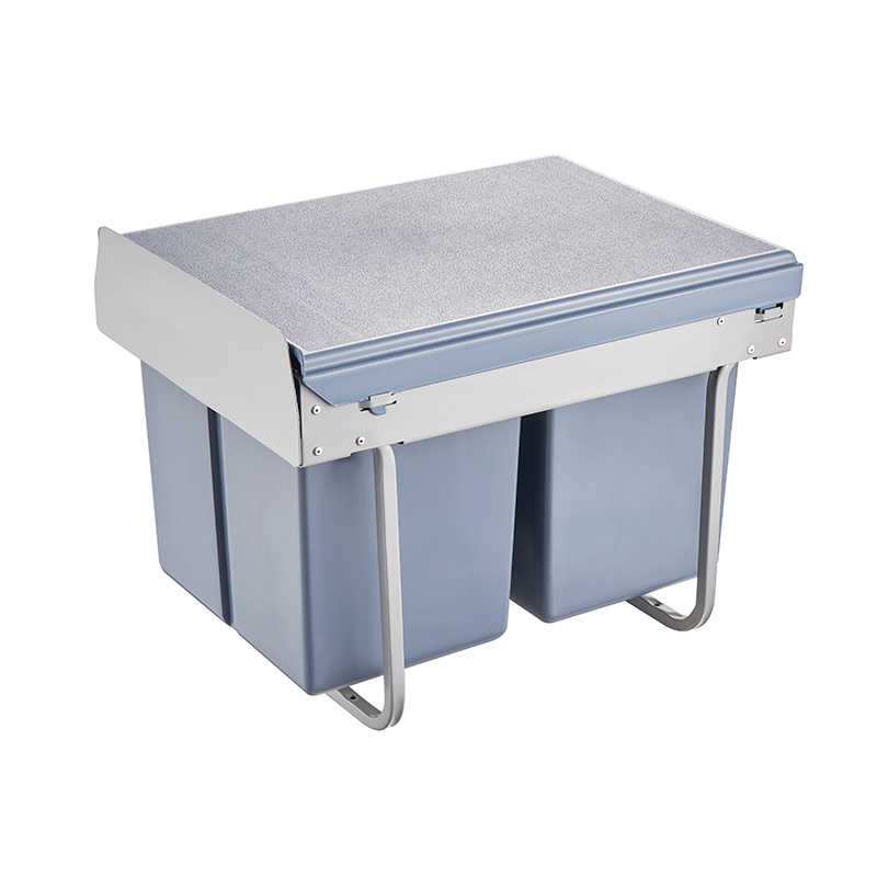 FGVSLIDE Kitchen double waste basket double pull out under mount trash bin with ball bearing slide