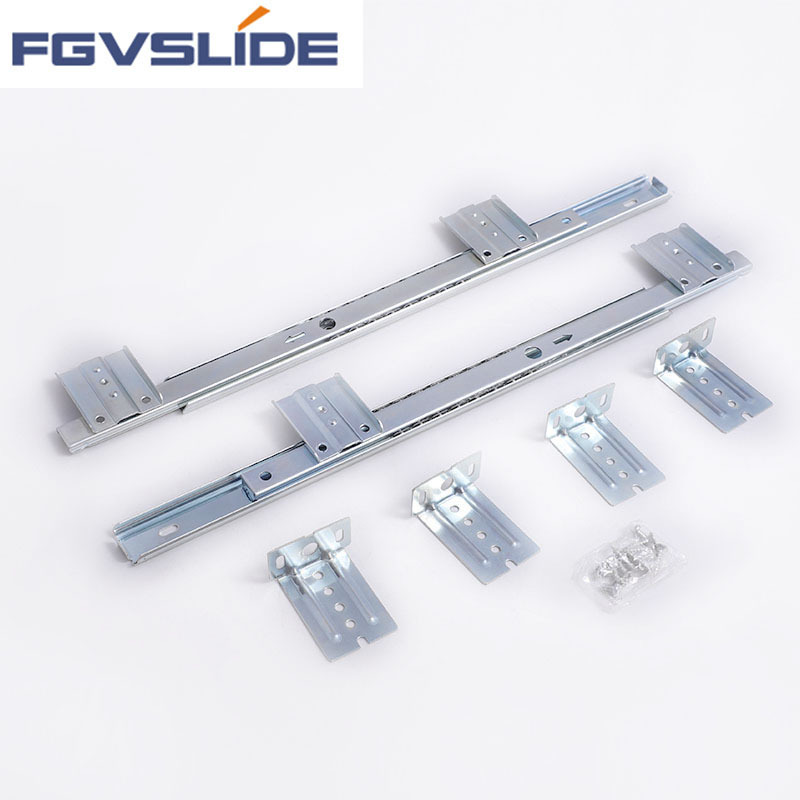 FGVSLIDE two way travel Powder Coated Roller Keyboard Drawer Slides for Furniture rails