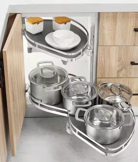 FGVSLDIE Kitchen cabinet storage basket magic corner pull out Basket Swing tray revolving soft closing holder baskets