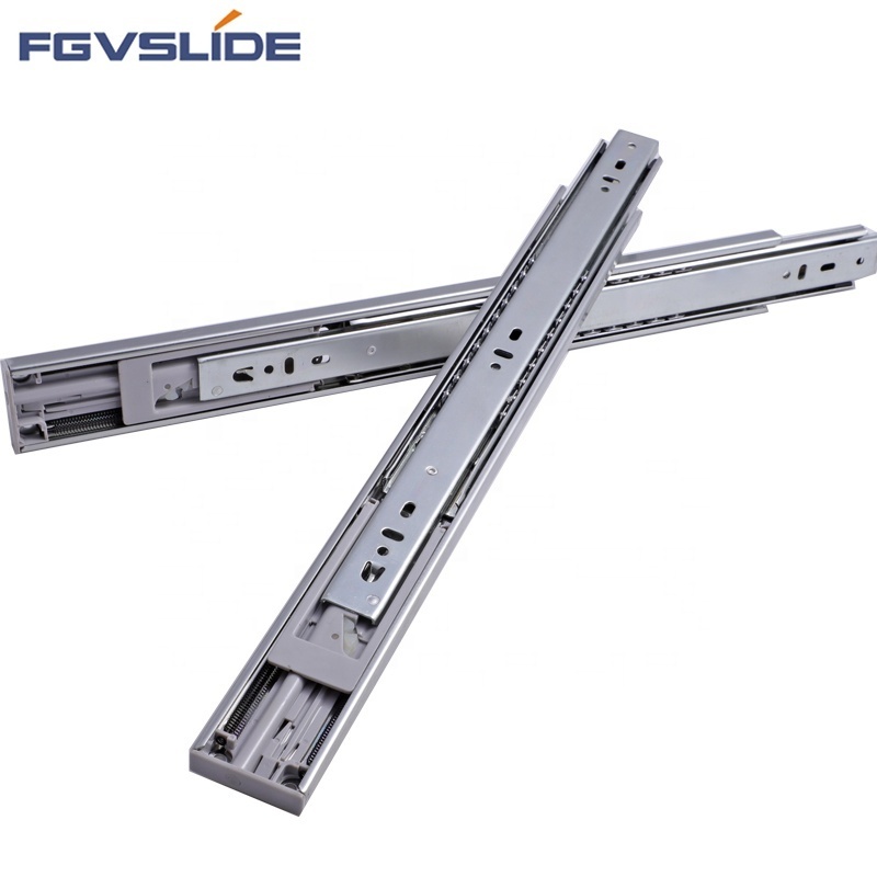 Single spring 45mm full extension heavy load duty telescopic soft close drawer slide rail for industrial