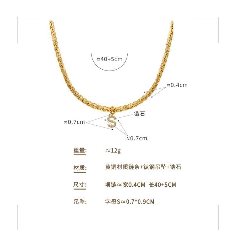 Clavicular Chain 18K Gold Plated Pendant Fine Jewelry Braided Chain Letter A-Z Stainless Steel CZ Necklace For Women Hiphop