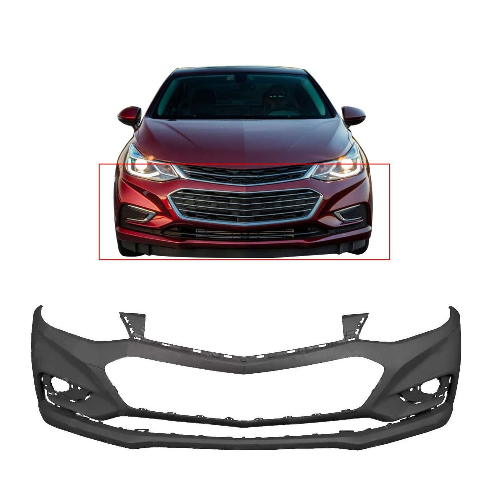 Car Front Bumper Cover Replacement for 2016 2017 2018 Chevy Cruze w/o Park Assist front bumper kit