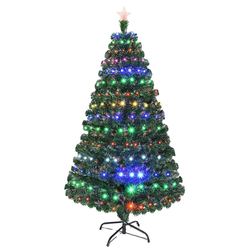 6 FT Xmas pine tree with RGB lights LED firework fiber optic Christmas tree