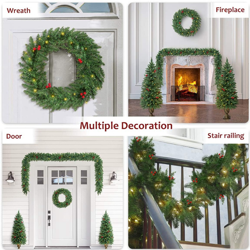 LED Pre-lit Christmas decoration 4-Piece Set 4FT Christmas tree garland wreath set