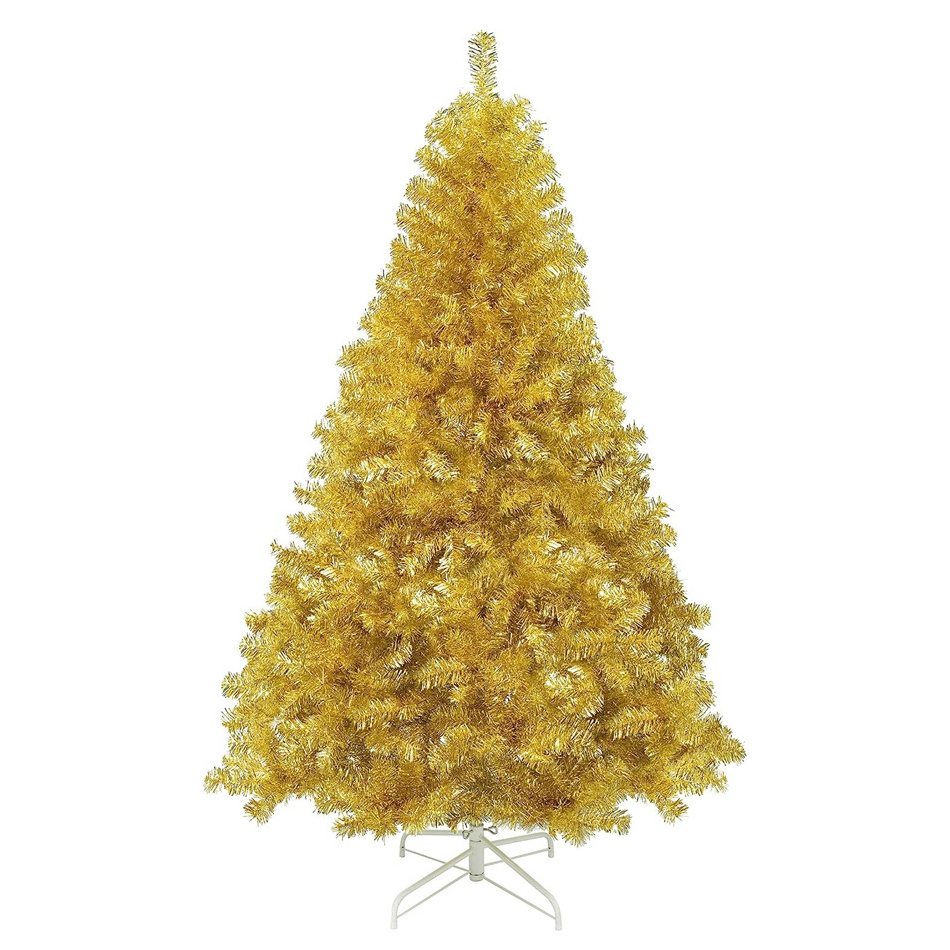 ECO-Friendly 7 ft artificial golden Christmas tree shiny gold Xmas tree with solid metal stand