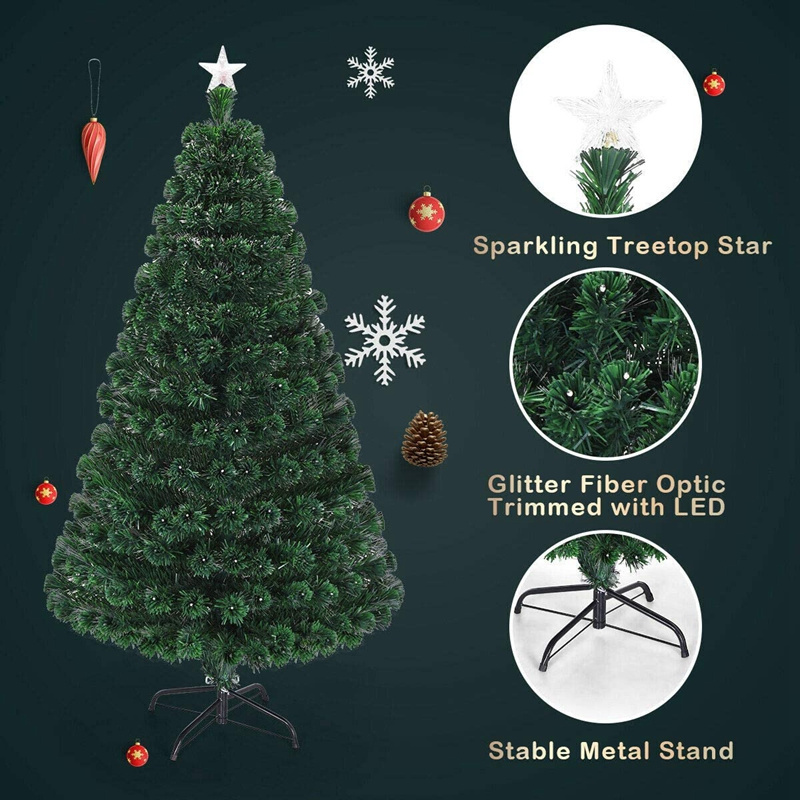 6 FT Xmas pine tree with RGB lights LED firework fiber optic Christmas tree