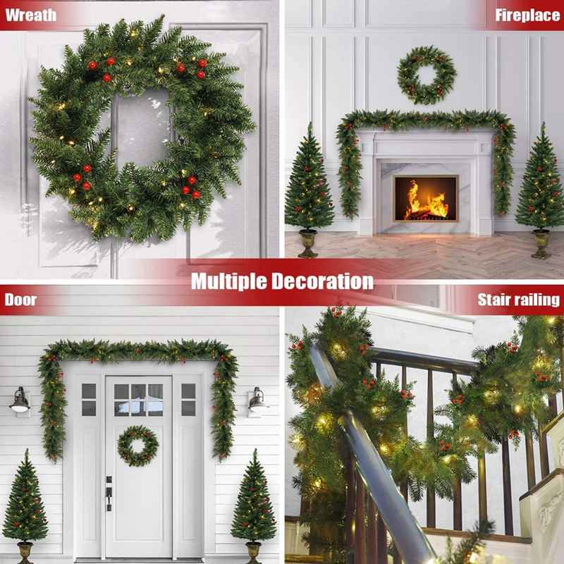 LED Pre-lit Christmas decoration 4-Piece Set 4FT Christmas tree garland wreath set