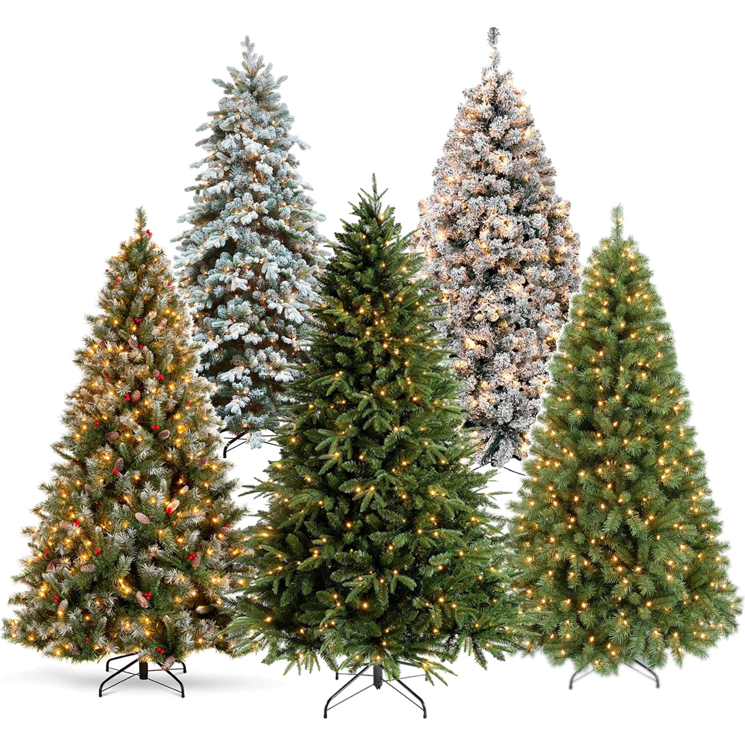 High quality artificial snow flocked Christmas tree 6 ft 7 ft LED Pre-Lit Christmas trees with lights