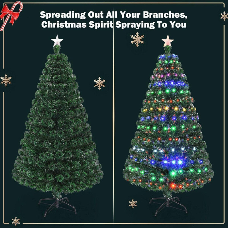 6 FT Xmas pine tree with RGB lights LED firework fiber optic Christmas tree