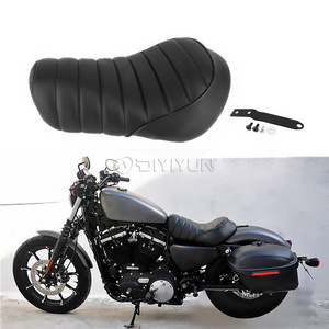 Motorcycle Black Leather Driver Rider solo saddle Seat cushion For Harley Sportster XL883 XL1200 16-19