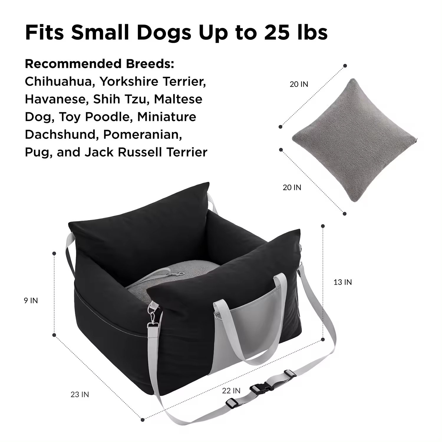 Pet  Carries Travel  Detachable Soft Dog Booster Seat Dog Car Seat Portable Dog Car Travel Carries Bed For Front Seat