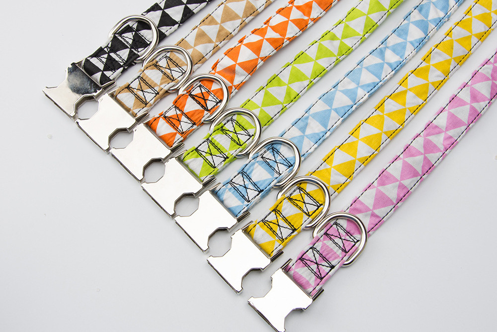 high quality wholesale cotton grid pet dog collar for small medium large dogs collars accessories buckle supplies