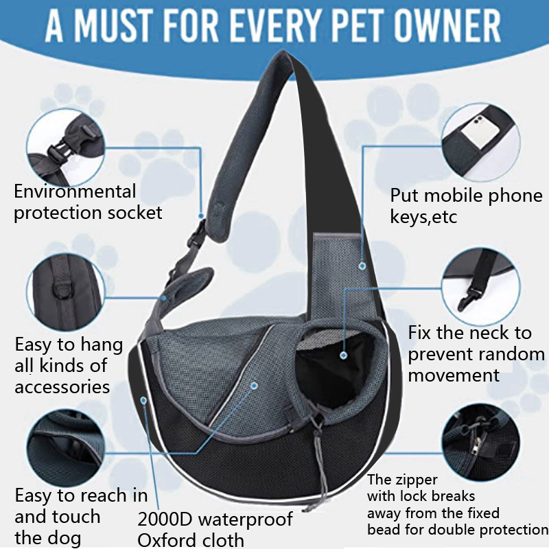 New Dog Go Out Carry Bag Breathable Mesh Pet Single Shoulder Carrier Travel Safe Sling Polyester Fashion Solid Sustainable 10pcs