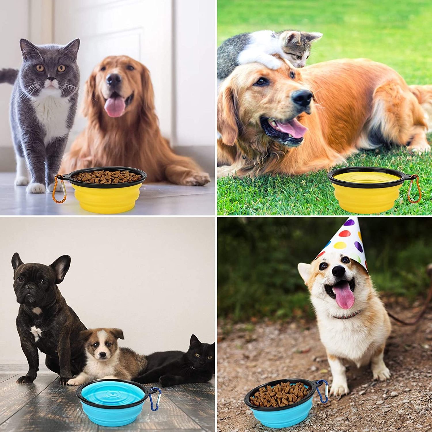 Collapsible Dog Bowls for Travel Silicone Bowls for Dogs Cats Small Collapsible Pet Feeding Watering Dish Dog Bowl Portable