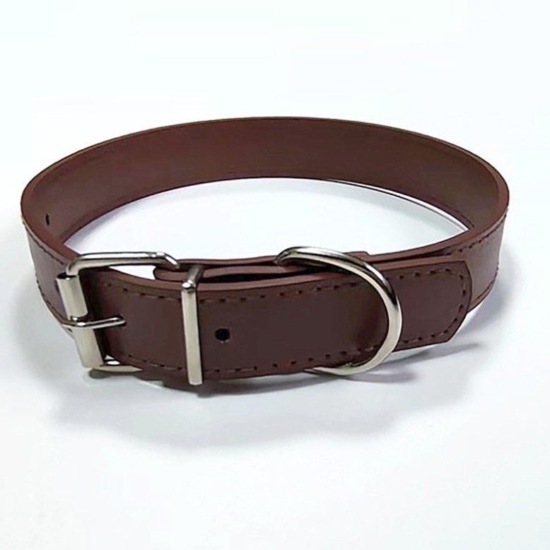 Solid Color  PU  dog collar genuine leather dog collar chain wholesale  pet dog collar